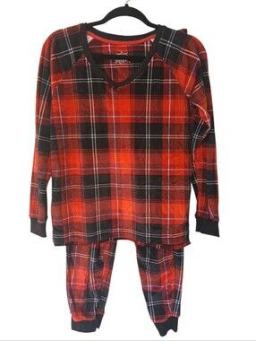 Cuddl Duds Soft Cozy Red and Black Plaid Women's Pajama Set Size Extra Small